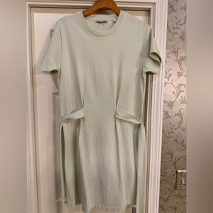 Vince Light Green Short Sleeve Cotton Dress